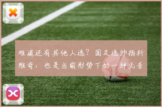 难道还有其他人选？国足选帅扬科维奇，也是当前形势下的一种无奈